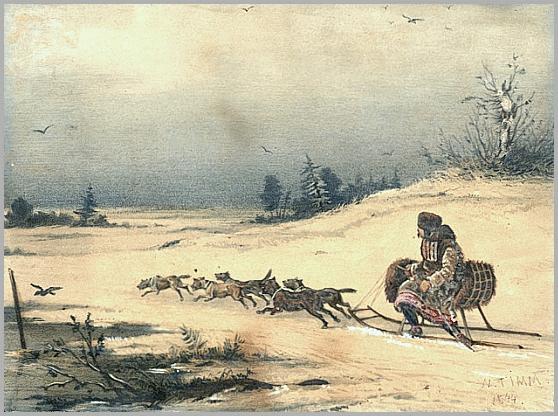 Russische hondenslede rond 1850